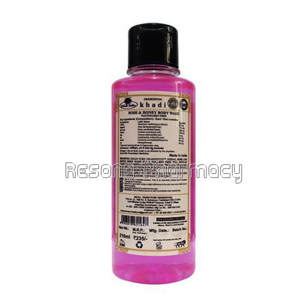 Khadi Pure Herbal Rose and Honey Body Wash Sls Paraben Free   210Ml
