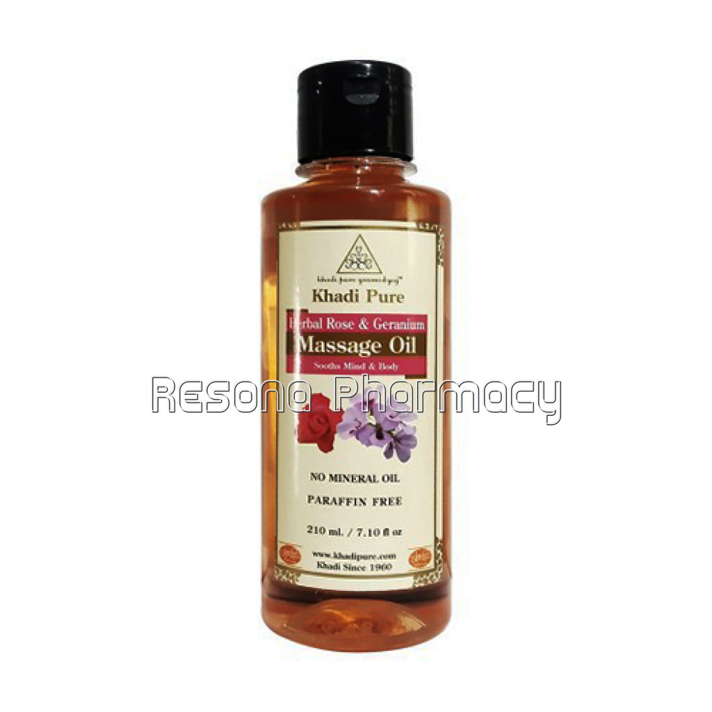Khadi Pure Herbal Rose and Geranium Massage Oil Paraffin Mineral Oil Free   210Ml