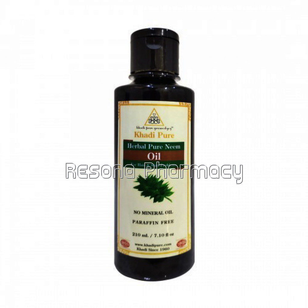 Khadi Pure Herbal Pure Neem Oil   Mineral Oil and Paraffin Free   210Ml