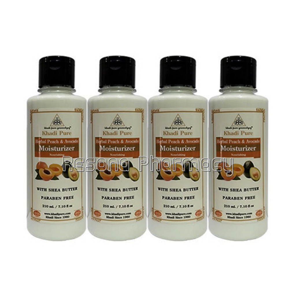 Khadi Pure Herbal Peach and Avocado Moisturizer With Sheabutter Sls Paraben Free   210Ml (Set Of 4)