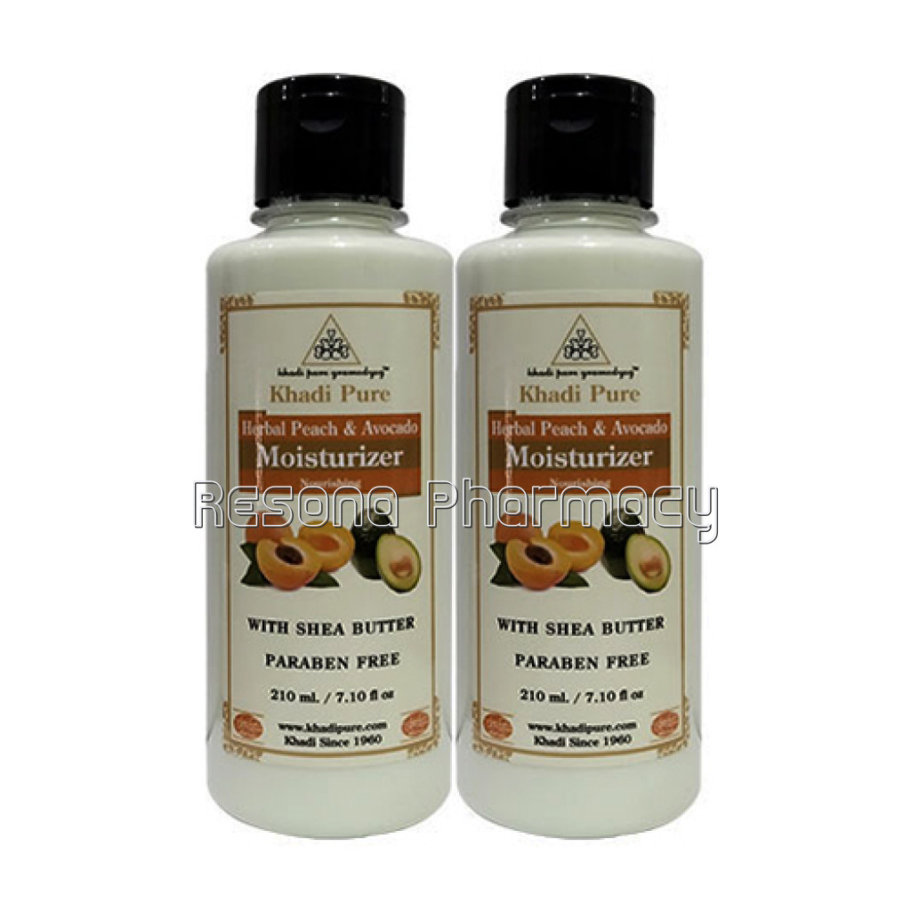 Khadi Pure Herbal Peach and Avocado Moisturizer With Sheabutter Sls Paraben Free   210Ml (Set Of 2)