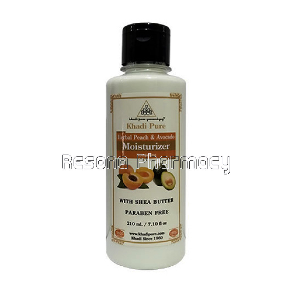 Khadi Pure Herbal Peach and Avocado Moisturizer With Sheabutter Sls Paraben Free   210Ml