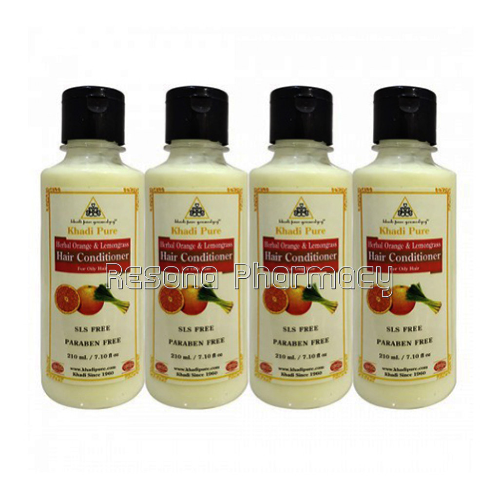 Khadi Pure Herbal Orange and Lemongrass Hair Conditioner Sls Paraben Free   210Ml (Set Of 4)