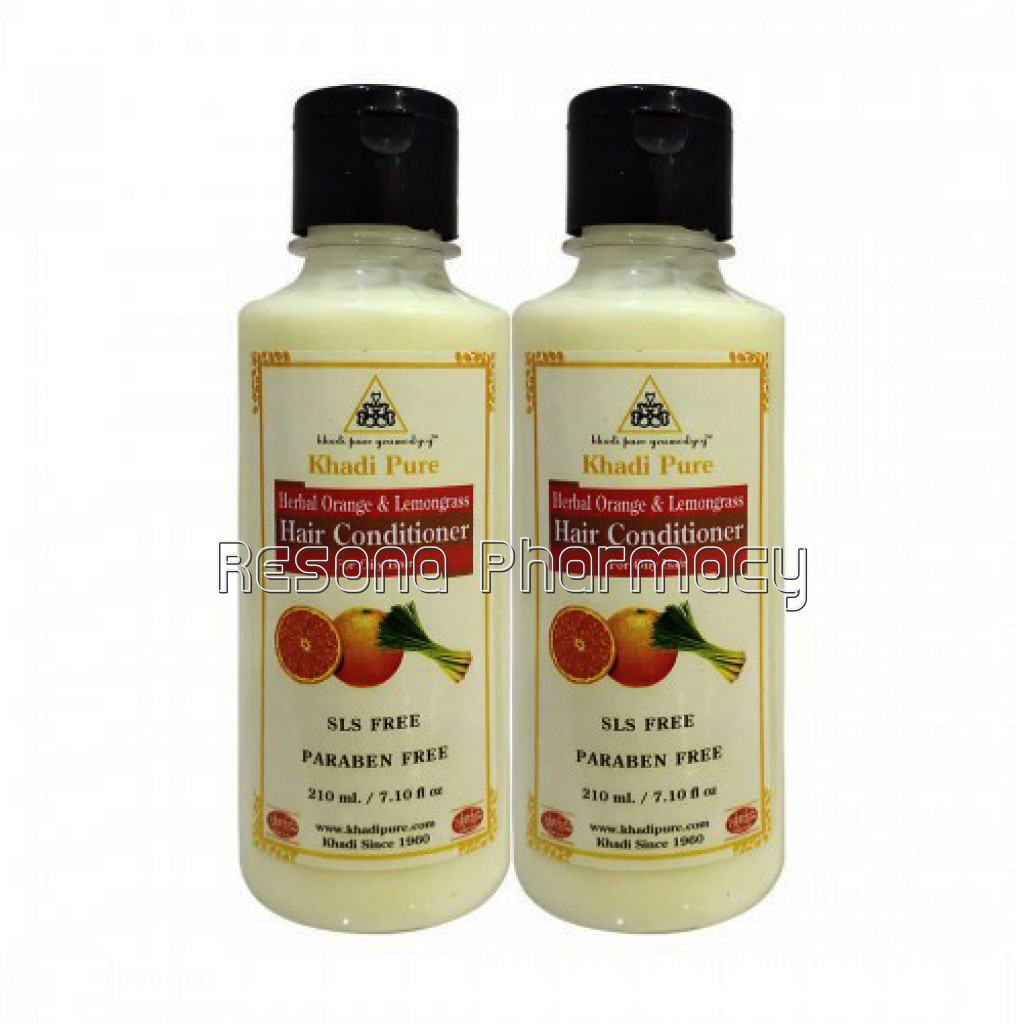 Khadi Pure Herbal Orange and Lemongrass Hair Conditioner Sls Paraben Free   210Ml (Set Of 2)