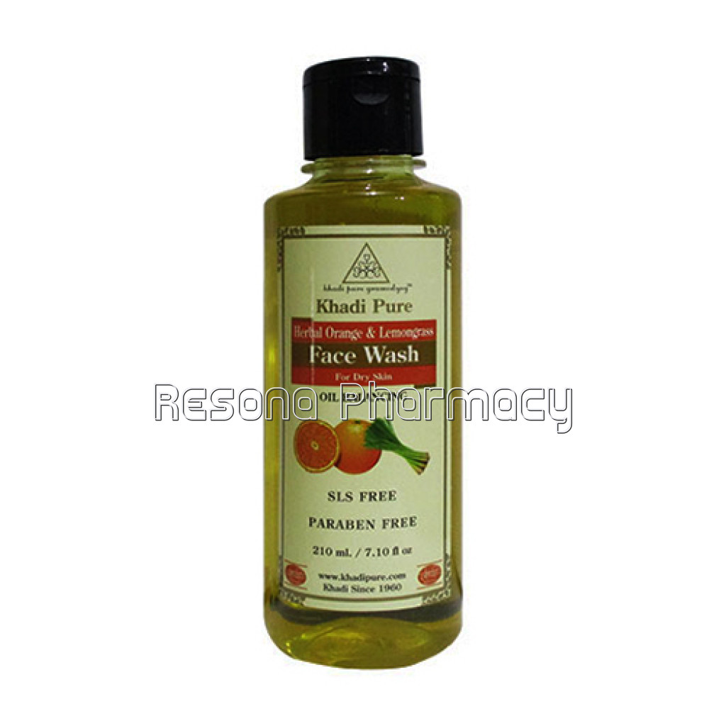 Khadi Pure Herbal Orange and Lemongrass Face Wash Sls Paraben Free   210Ml
