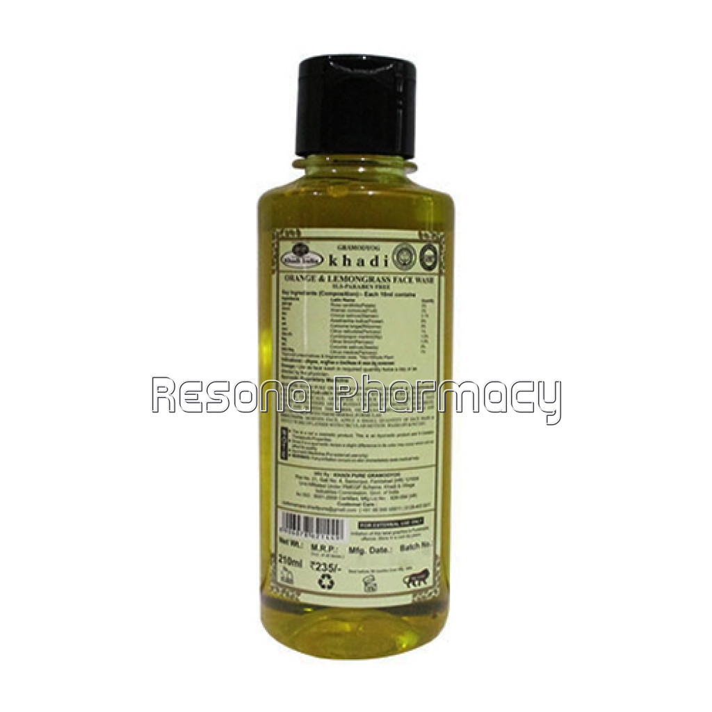 Khadi Pure Herbal Orange and Lemongrass Face Wash Sls Paraben Free   210Ml