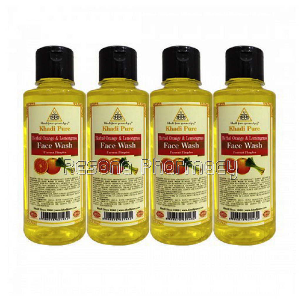 Khadi Pure Herbal Orange and Lemongrass Face Wash   210Ml (Set Of 4)
