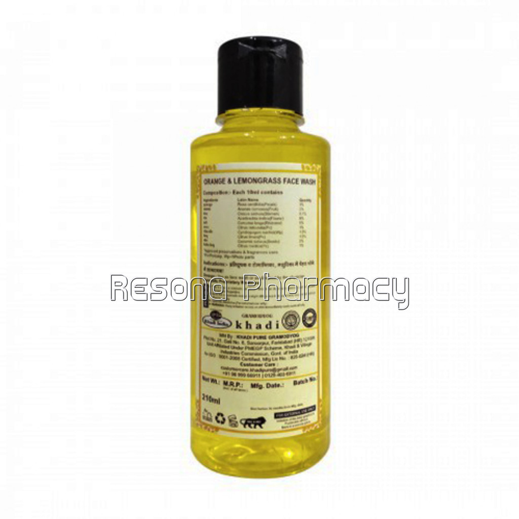 Khadi Pure Herbal Orange and Lemongrass Face Wash   210Ml
