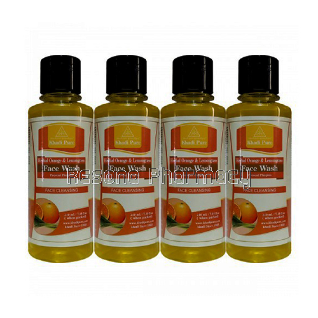 Khadi Pure Herbal Orange and Lemongrass Body Wash   210Ml (Set Of 4)