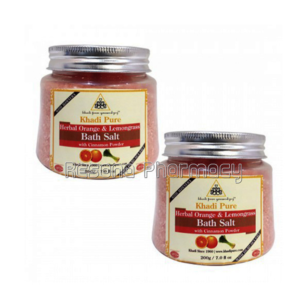 Khadi Pure Herbal Orange and Lemongrass Bath Salt With Cinnamon Powder   200G (Set Of 2)