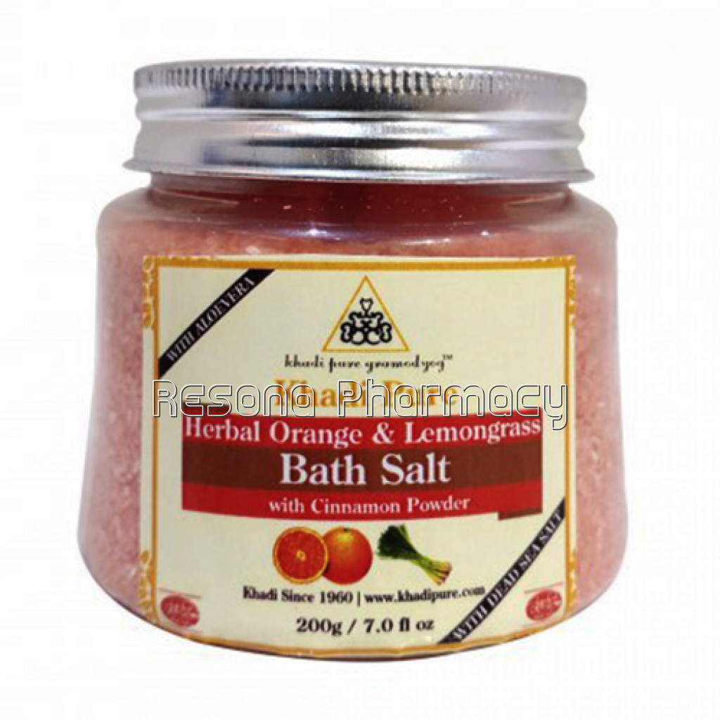 Khadi Pure Herbal Orange and Lemongrass Bath Salt With Cinnamon Powder   200G