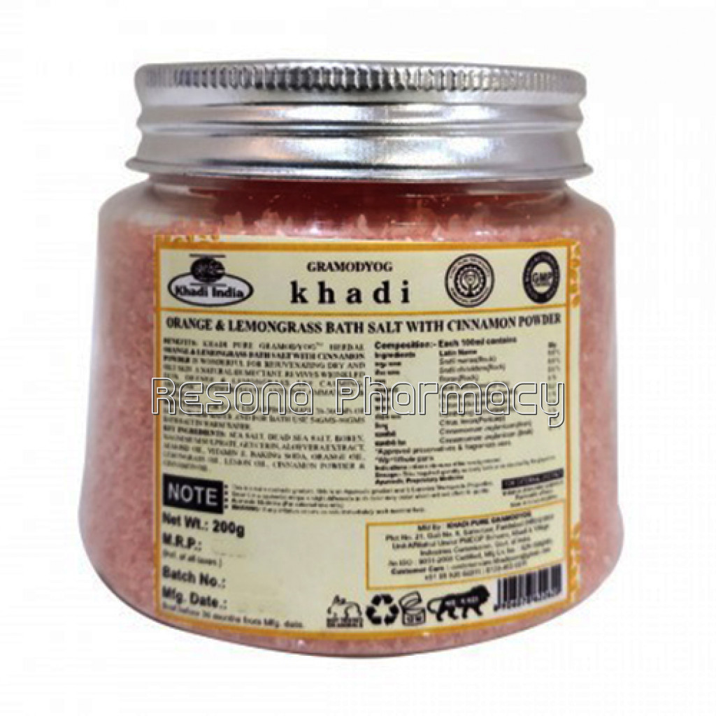 Khadi Pure Herbal Orange and Lemongrass Bath Salt With Cinnamon Powder   200G