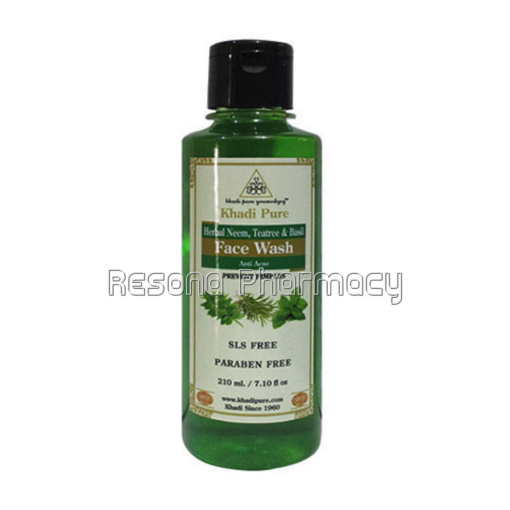 Khadi Pure Herbal Neem, Teatree And Basil Face Wash Sls Paraben Free   210Ml