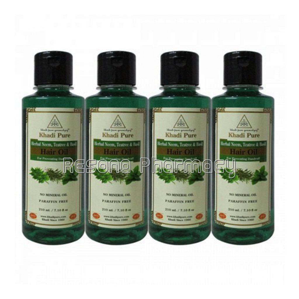 Khadi Pure Herbal Neem, Teatree and Basil Hair Oil   210Ml (Set Of 4)