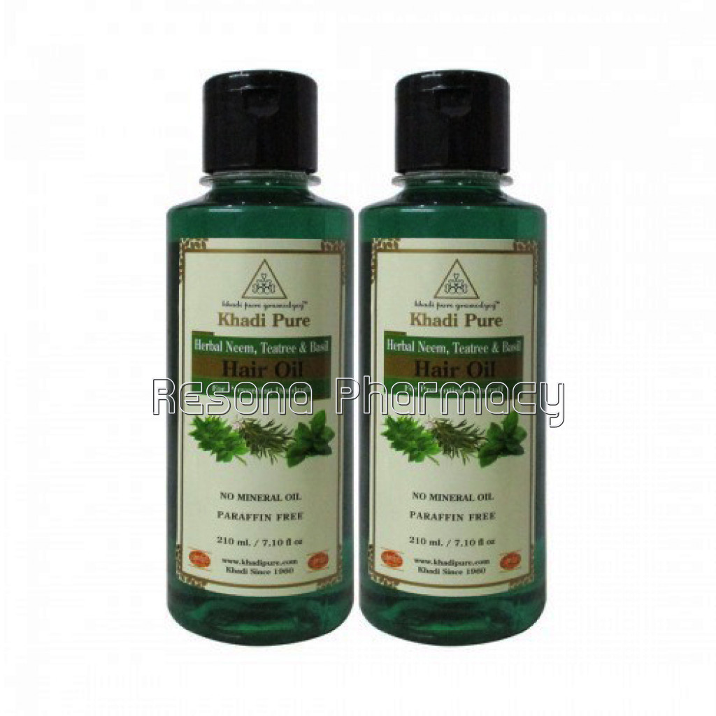 Khadi Pure Herbal Neem, Teatree and Basil Hair Oil   210Ml (Set Of 2)