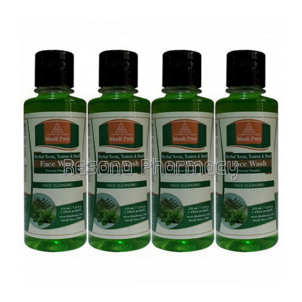 Khadi Pure Herbal Neem, Teatree and Basil Face Wash   210Ml (Set Of 4)