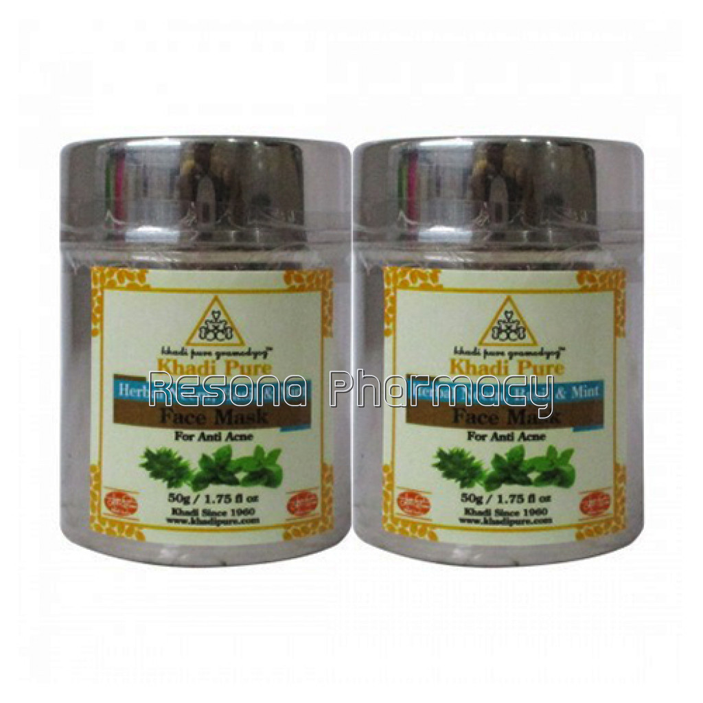 Khadi Pure Herbal Neem, Basil and Mint Face Mask (Anti Acne)   50G (Set Of 2)