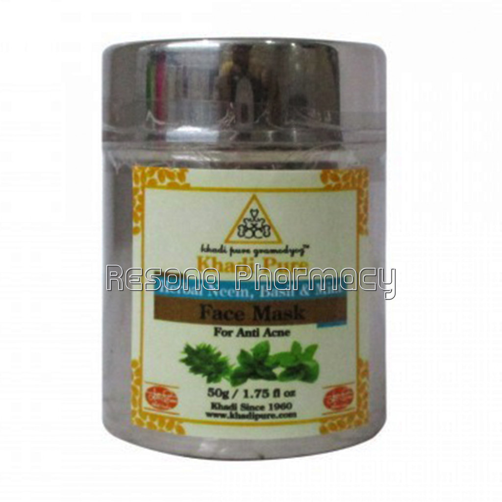 Khadi Pure Herbal Neem, Basil and Mint Face Mask (Anti Acne)   50G