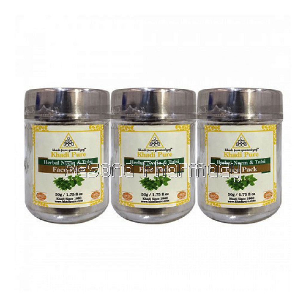 Khadi Pure Herbal Neem and Tulsi Face Pack   50G (Set Of 3)