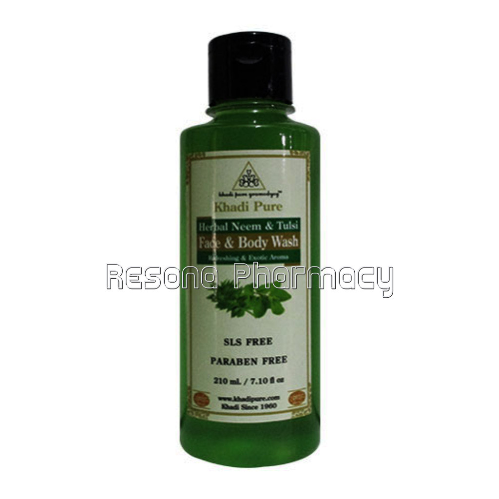 Khadi Pure Herbal Neem and Tulsi Face And Body Wash Sls Paraben Free   210Ml