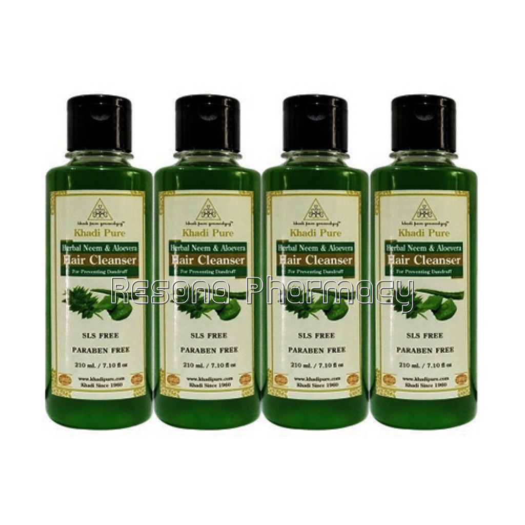 Khadi Pure Herbal Neem and Aloevera Hair Cleanser Sls Paraben Free   210Ml (Set Of 4)