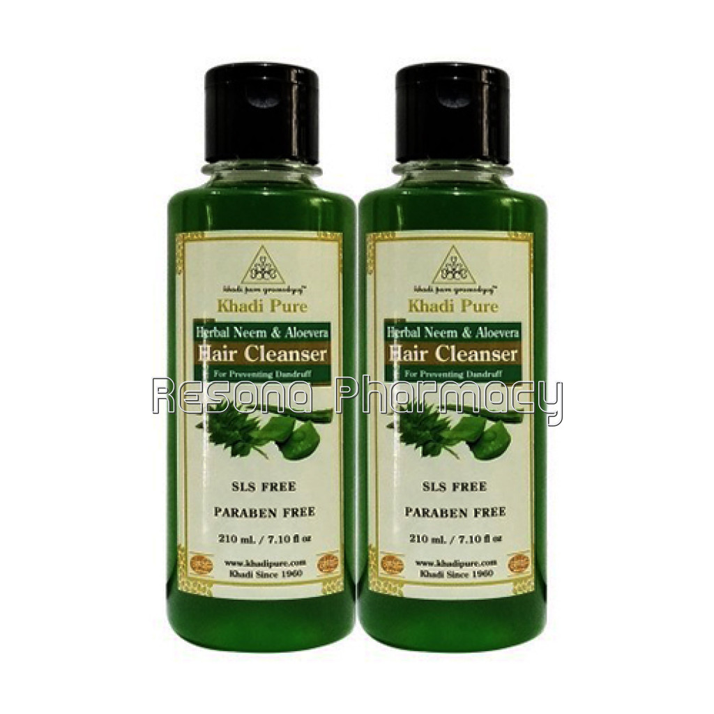 Khadi Pure Herbal Neem and Aloevera Hair Cleanser Sls Paraben Free   210Ml (Set Of 2)