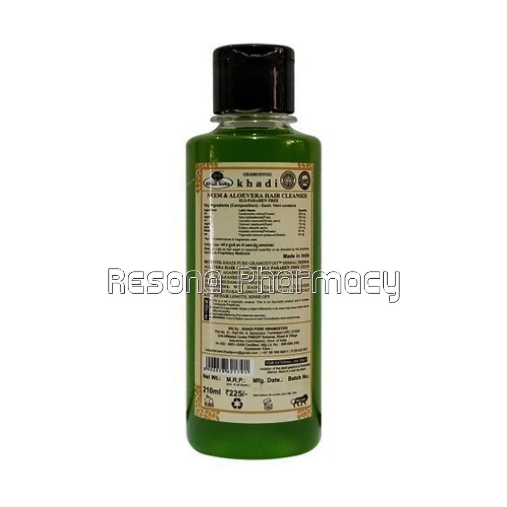 Khadi Pure Herbal Neem and Aloevera Hair Cleanser Sls Paraben Free   210Ml