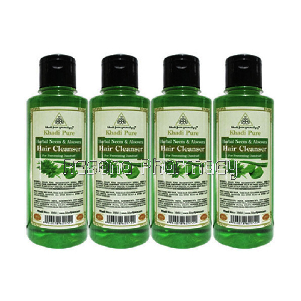Khadi Pure Herbal Neem and Aloevera Hair Cleanser   210Ml (Set Of 4)