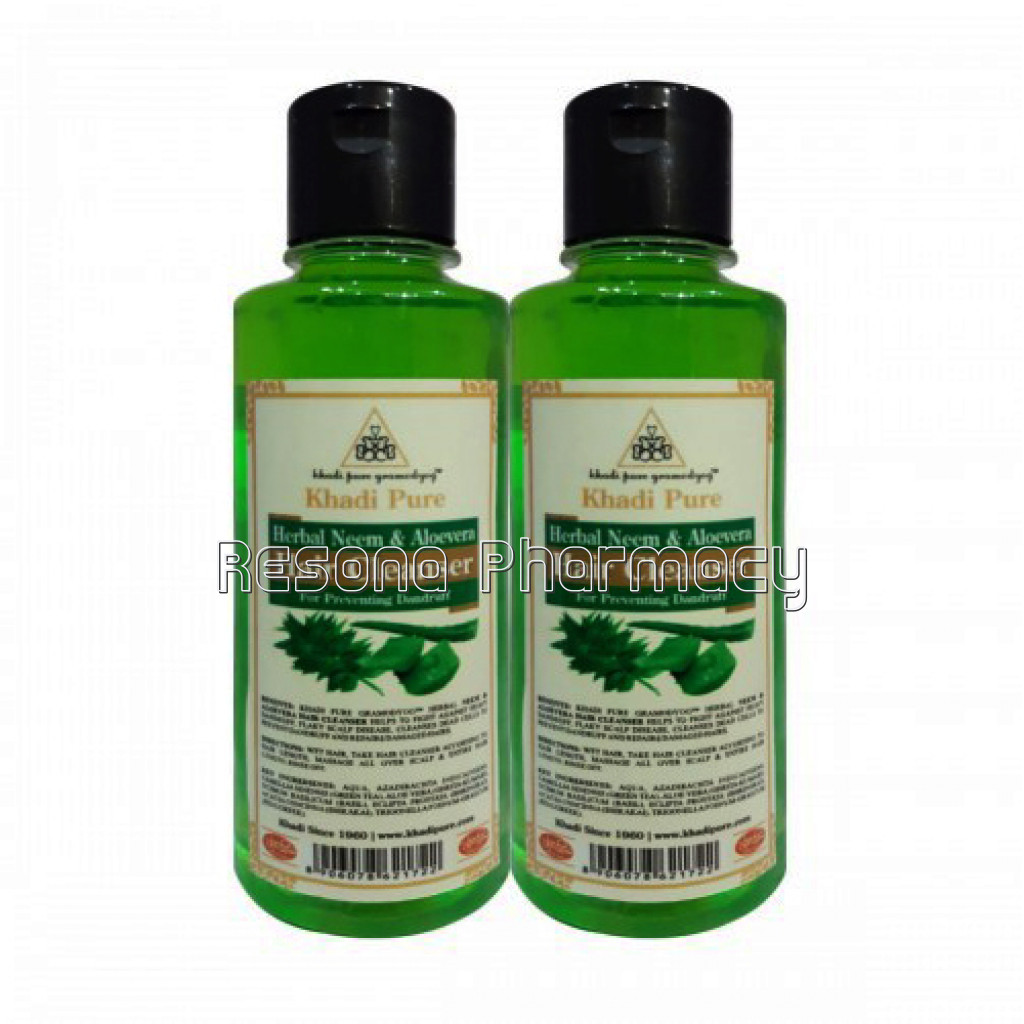 Khadi Pure Herbal Neem and Aloevera Hair Cleanser   210Ml (Set Of 2)
