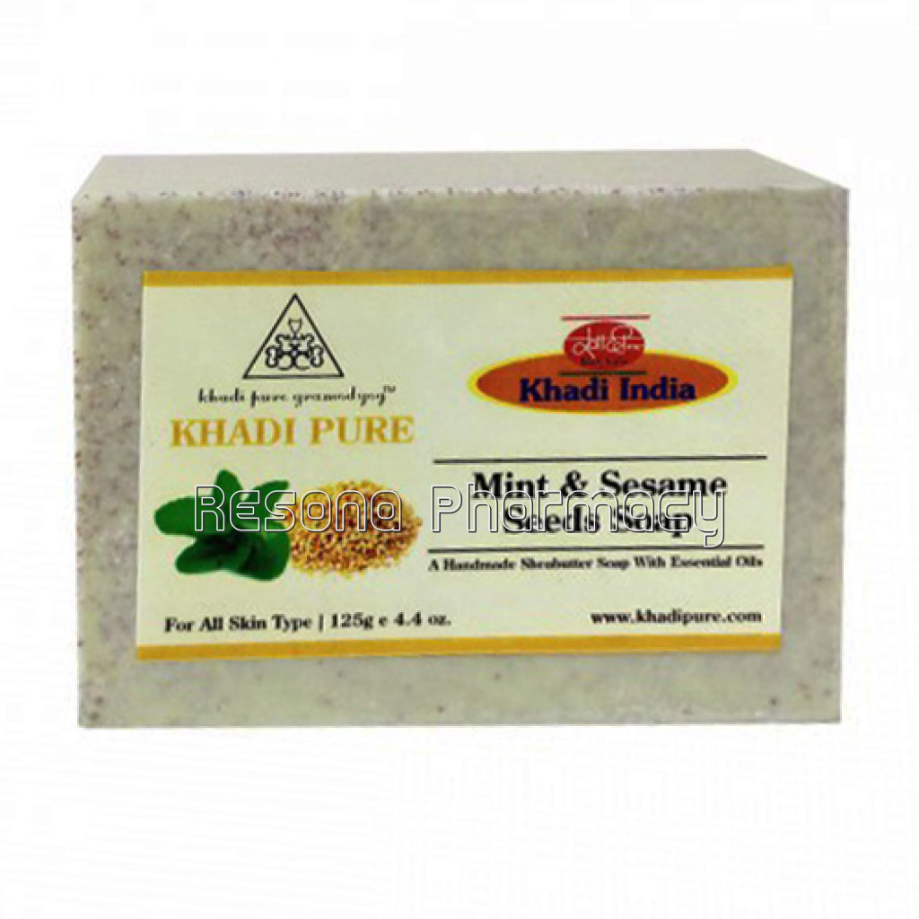Khadi Pure Herbal Mint and Sesame Seeds Soap With Sheabutter   125G