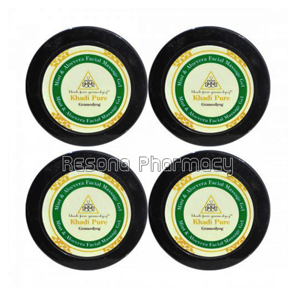 Khadi Pure Herbal Mint and Aloevera Face Massage Gel   100G (Set Of 4)