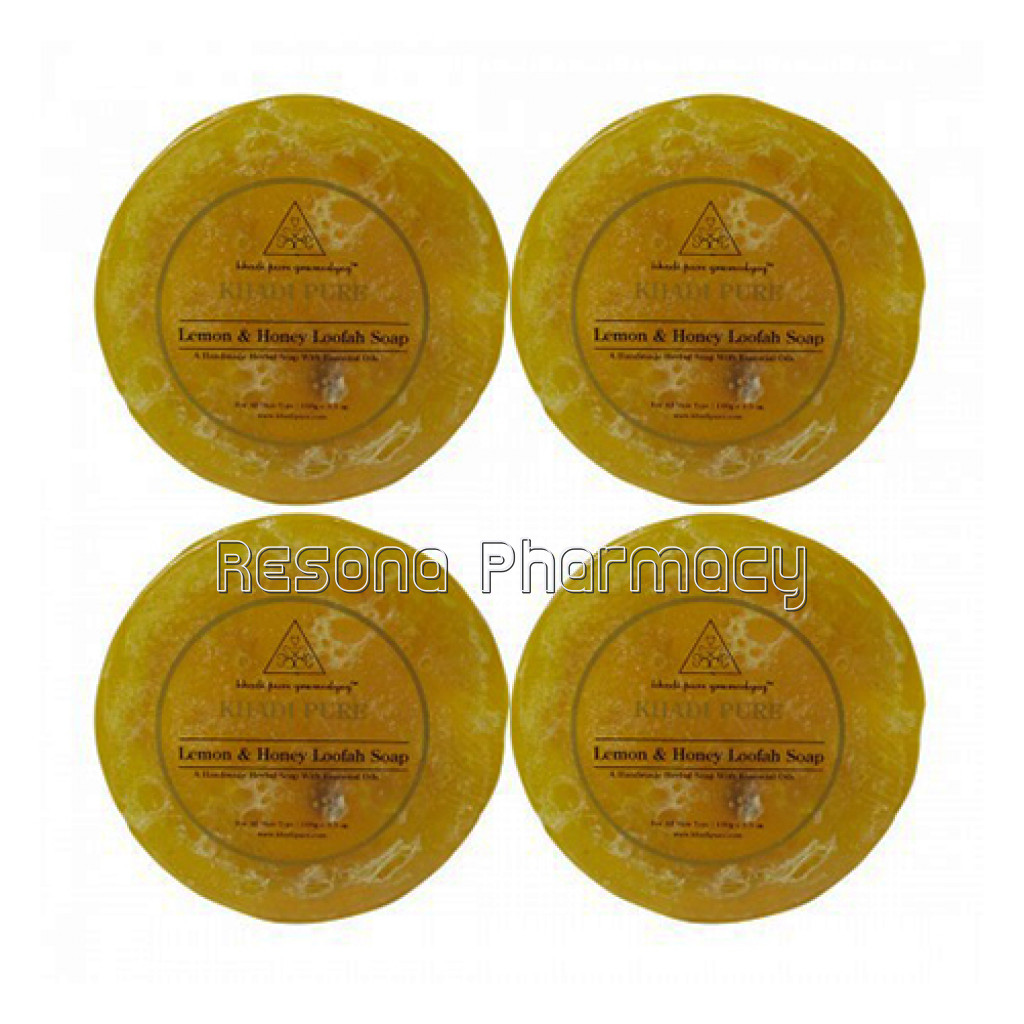 Khadi Pure Herbal Lemon and Honey Loofah Soap   100G (Set Of 4)