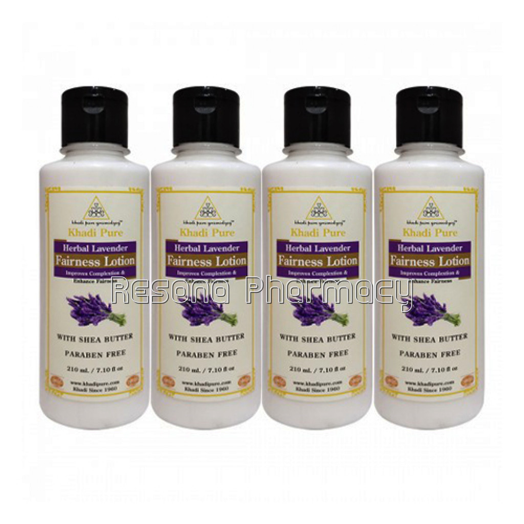 Khadi Pure Herbal Lavender Fairness Lotion With Sheabutter Sls Paraben Free   210Ml (Set Of 4)