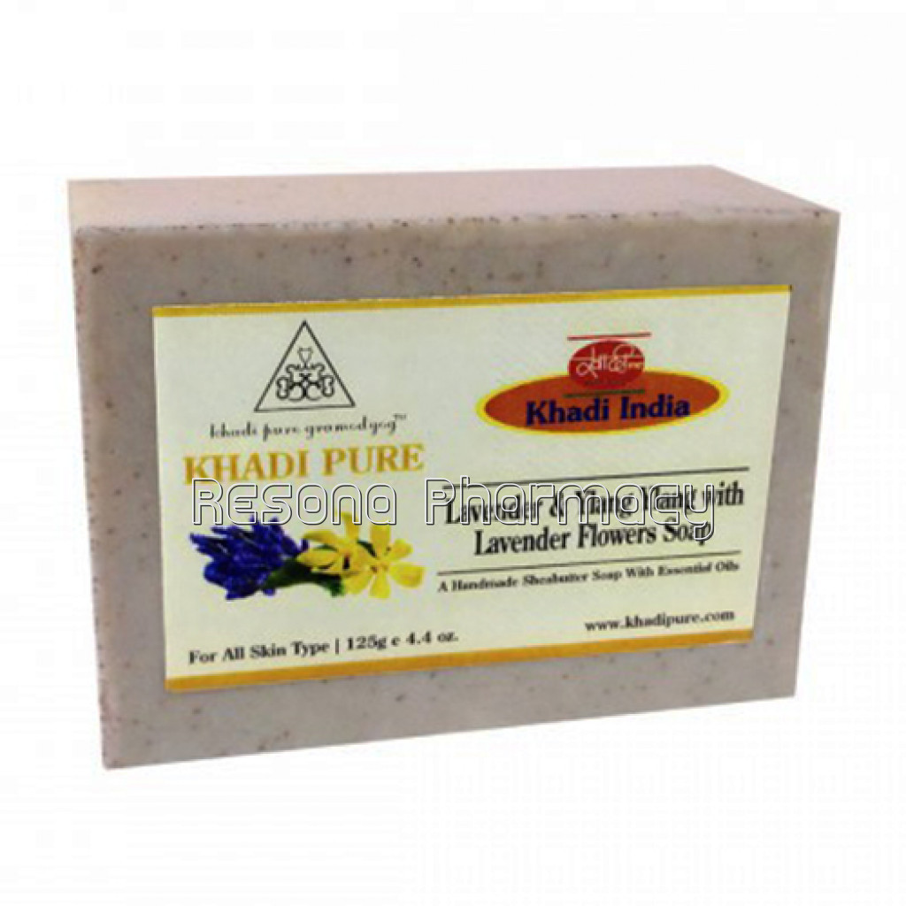 Khadi Pure Herbal Lavender and Ylang Ylang With Lavender Flowers Soap With Sheabutter   125G