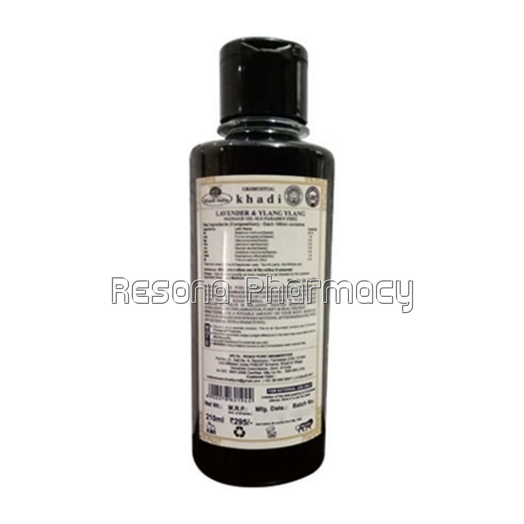 Khadi Pure Herbal Lavender and Ylang Ylang Massage Oil Paraffin Mineral Oil Free   210Ml