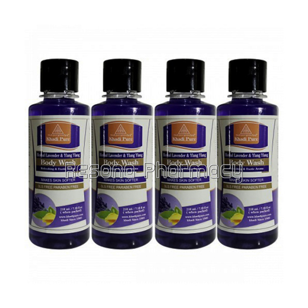 Khadi Pure Herbal Lavender and Ylang Ylang Body Wash Sls Paraben Free   210Ml (Set Of 4)