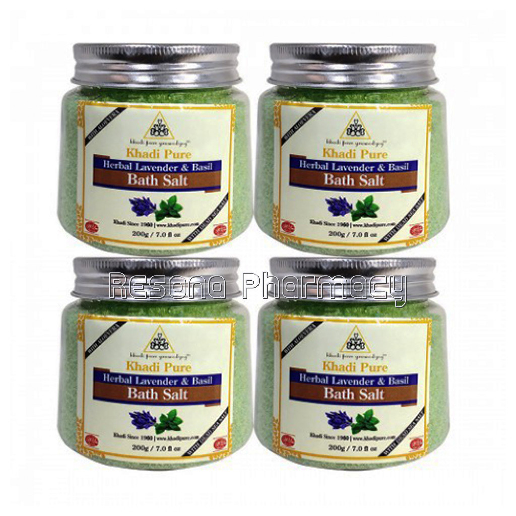 Khadi Pure Herbal Lavender and Basil Bath Salt   200G (Set Of 4)