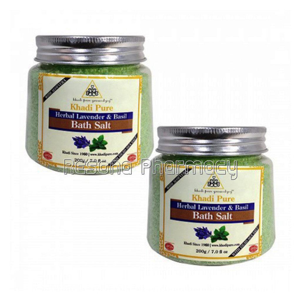 Khadi Pure Herbal Lavender and Basil Bath Salt   200G (Set Of 2)