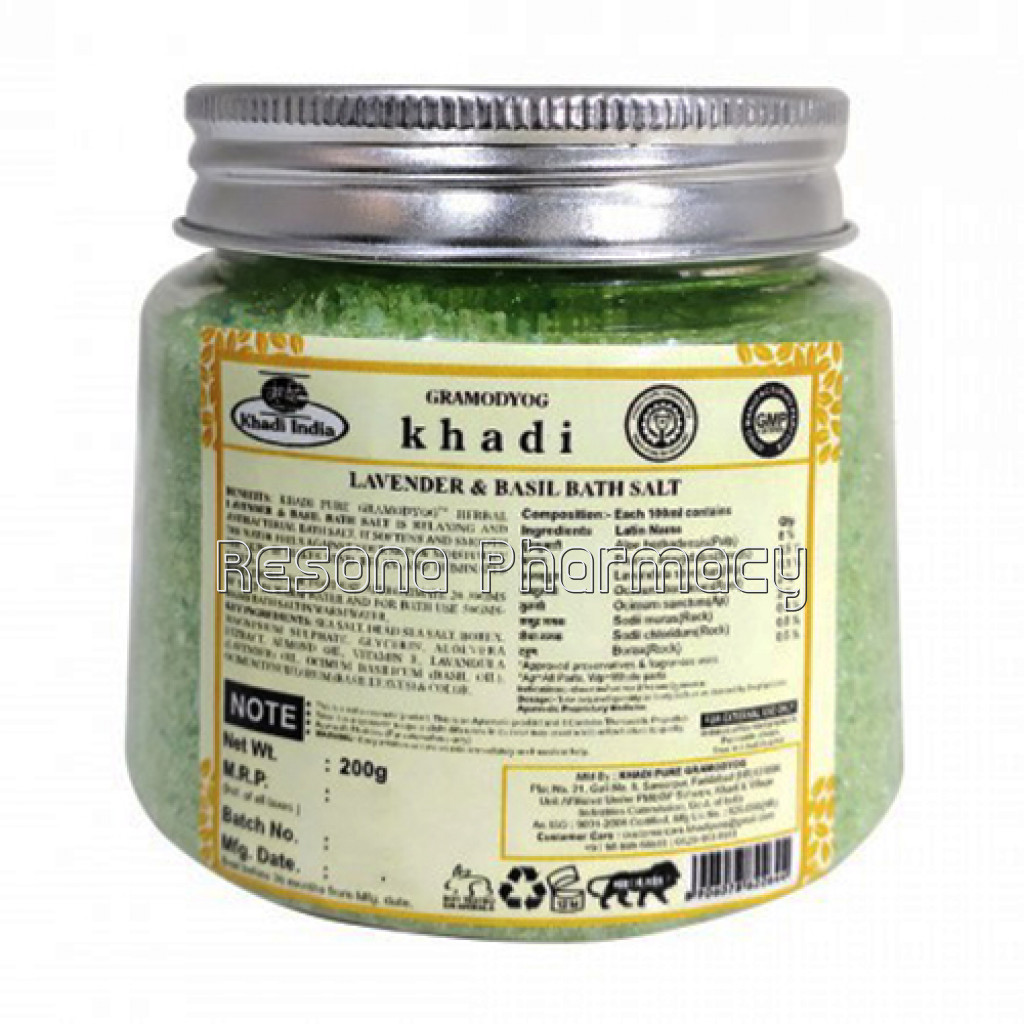Khadi Pure Herbal Lavender and Basil Bath Salt   200G