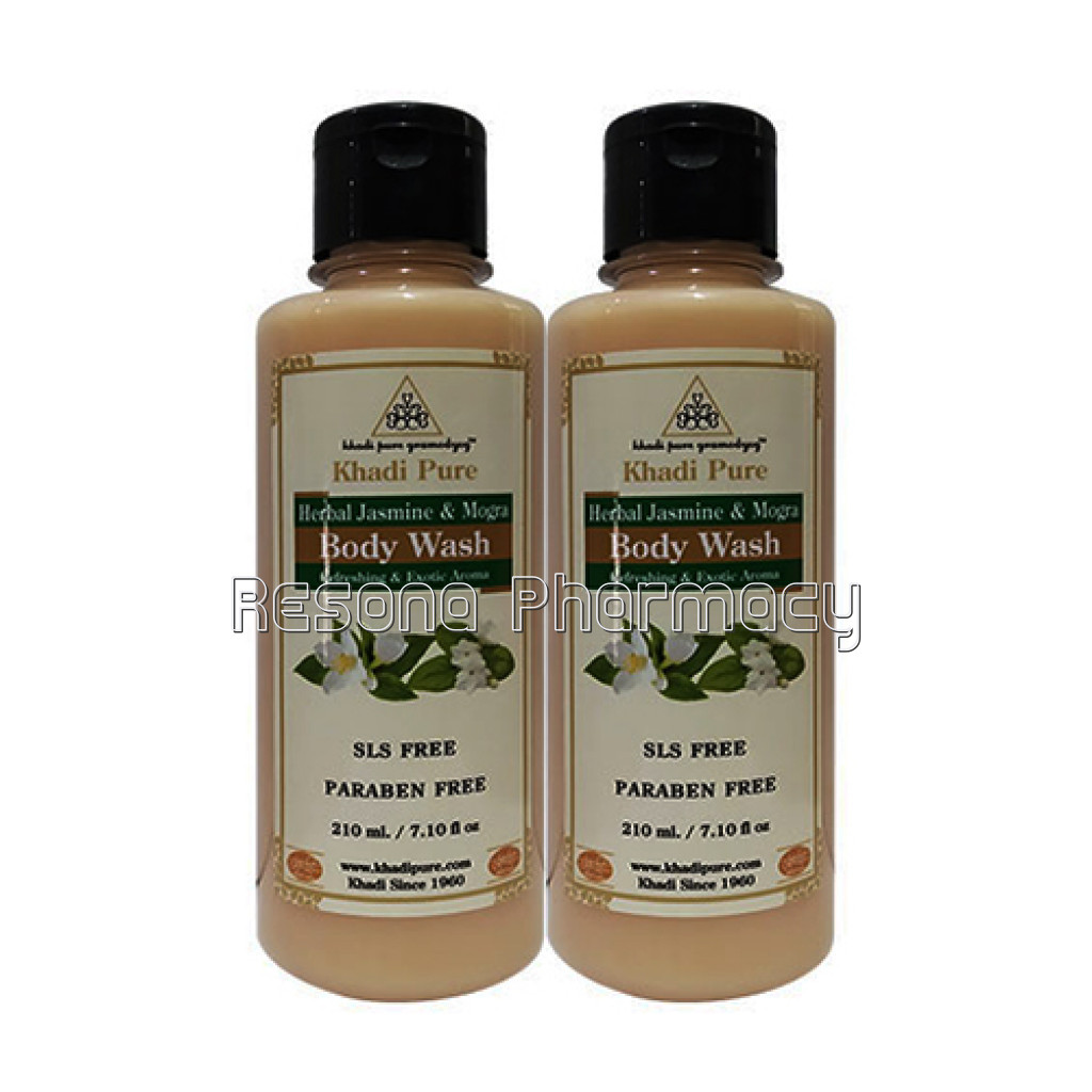 Khadi Pure Herbal Jasmine and Mogra Body Wash Sls Paraben Free   210Ml (Set Of 2)