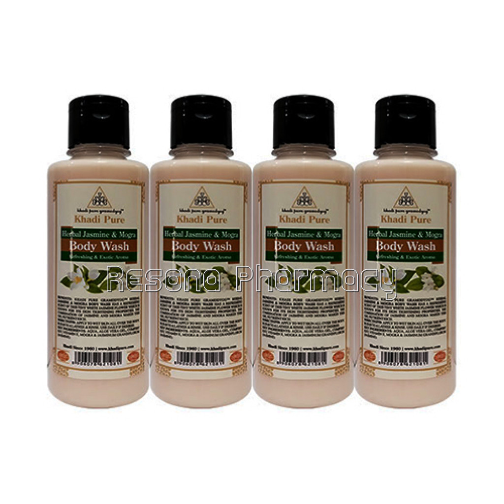 Khadi Pure Herbal Jasmine and Mogra Body Wash   210Ml (Set Of 4)