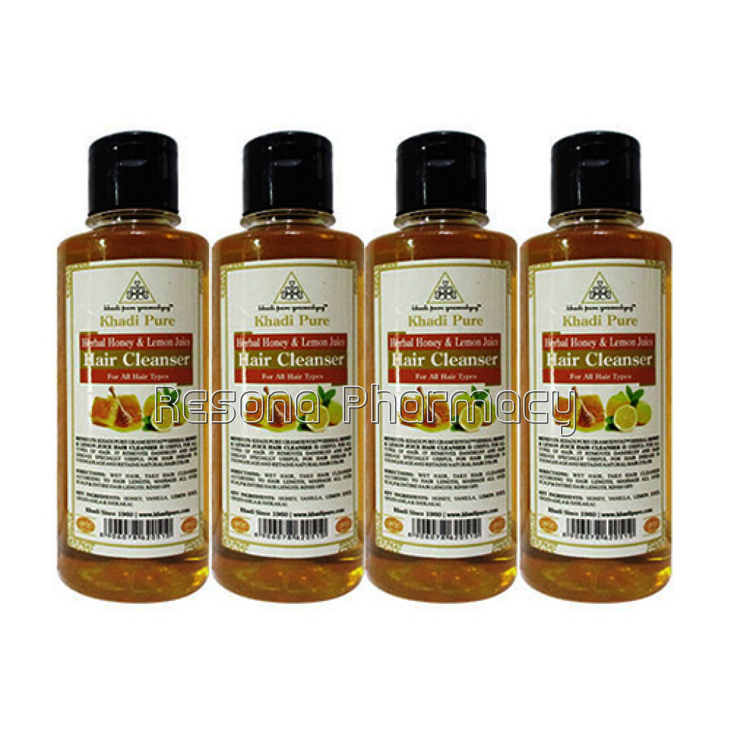 Khadi Pure Herbal Honey and Lemon Juice Hair Cleanser   210Ml (Set Of 4)