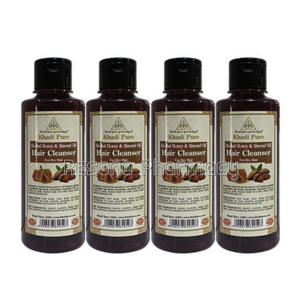 Khadi Pure Herbal Honey and Almond Oil Hair Cleanser   210Ml (Set Of 4)