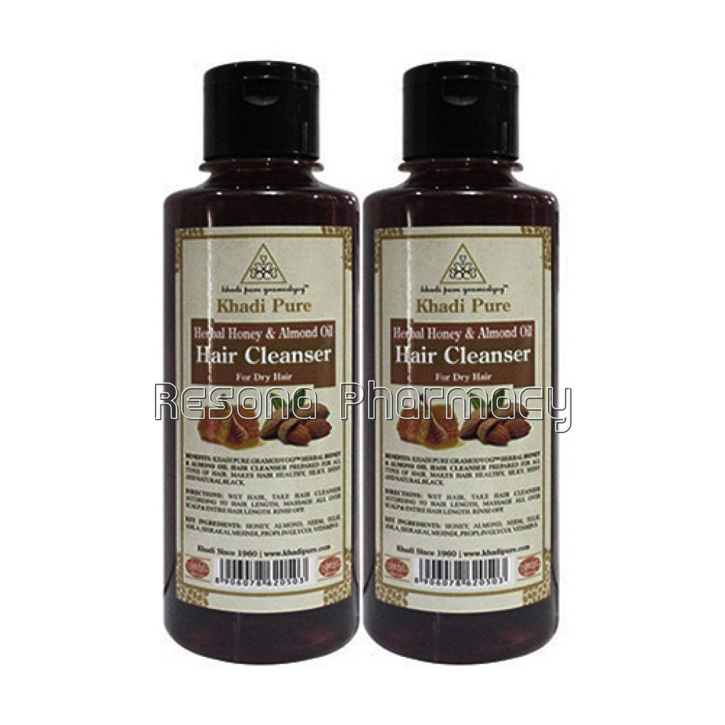 Khadi Pure Herbal Honey and Almond Oil Hair Cleanser   210Ml (Set Of 2)