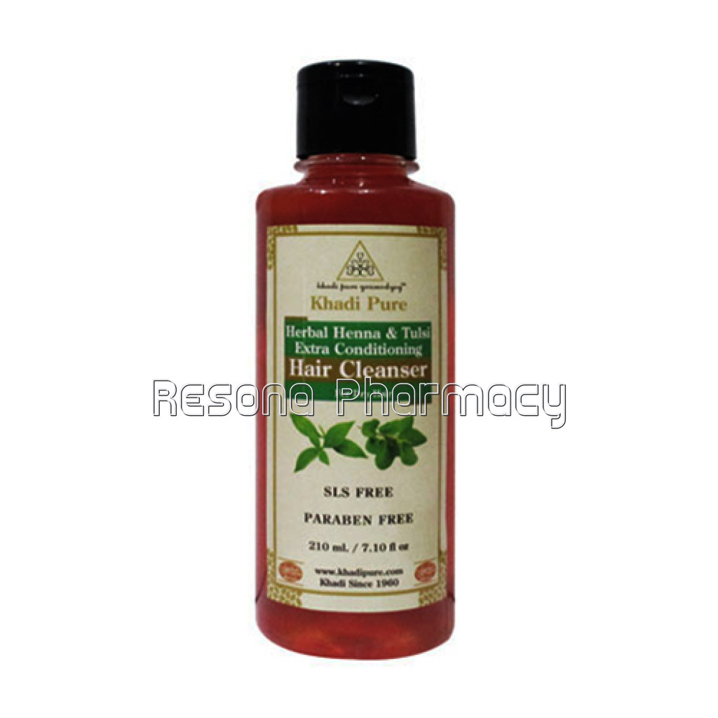 Khadi Pure Herbal Henna and Tulsi Extra Conditioning Hair Cleanser Sls Paraben Free   210Ml