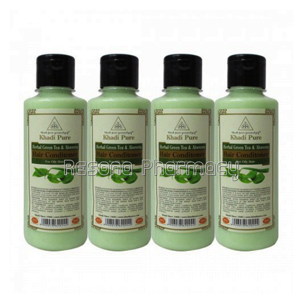 Khadi Pure Herbal Green Tea and Aloevera Hair Conditioner   210Ml (Set Of 4)