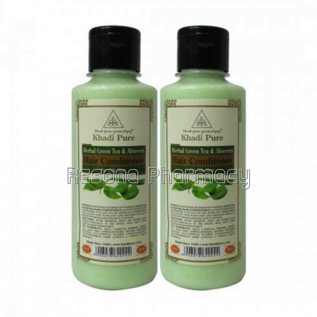 Khadi Pure Herbal Green Tea and Aloevera Hair Conditioner   210Ml (Set Of 2)