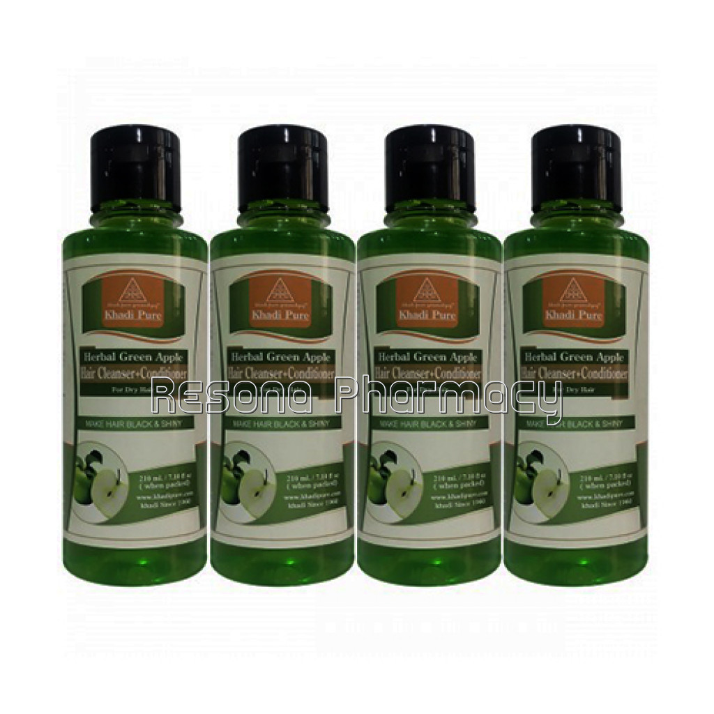 Khadi Pure Herbal Green Apple Hair Cleanser Plus Conditioner   210Ml (Set Of 4)