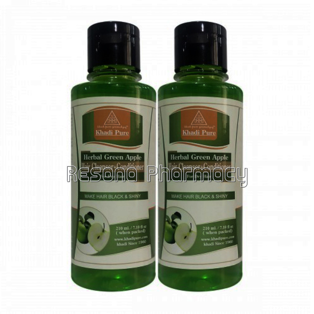 Khadi Pure Herbal Green Apple Hair Cleanser Plus Conditioner   210Ml (Set Of 2)