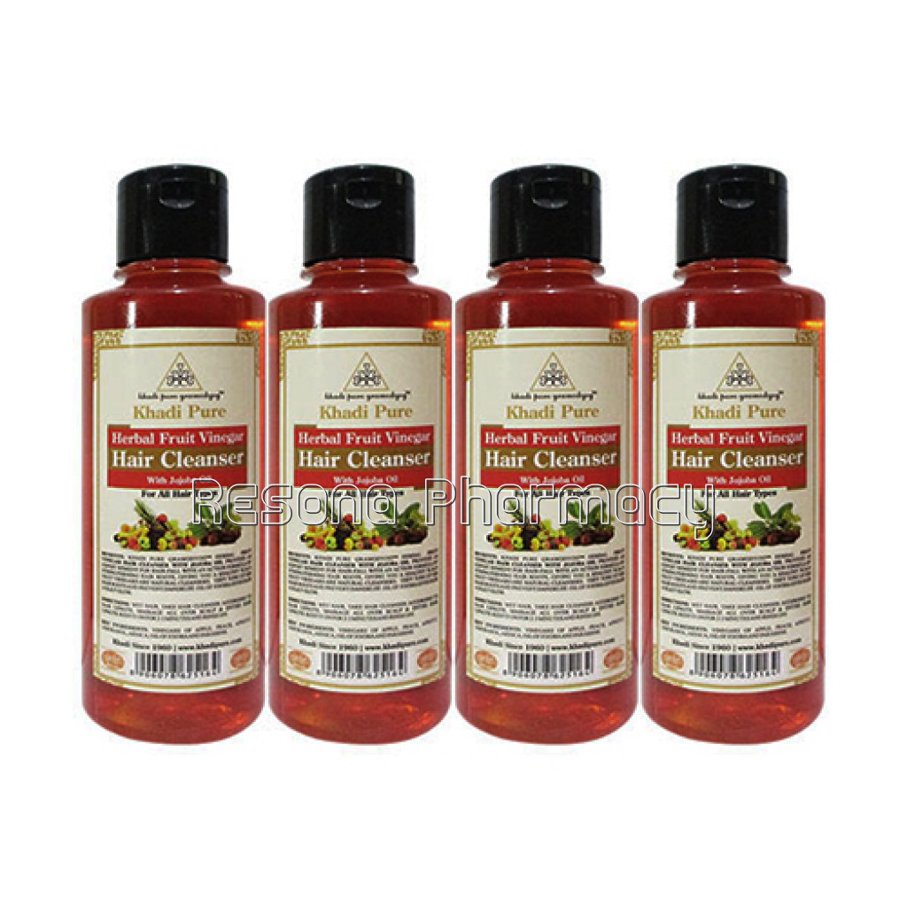 Khadi Pure Herbal Fruit Vinegar Hair Cleanser With Jojoba Oil   210Ml (Set Of 4)